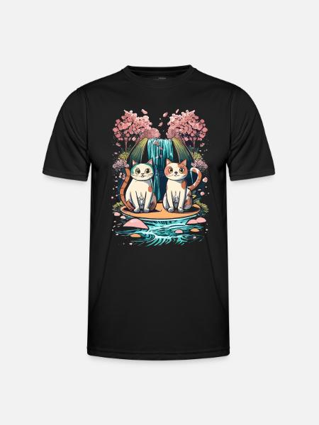cute kawaii kitten japan - Men's Functional T-Shirt - black