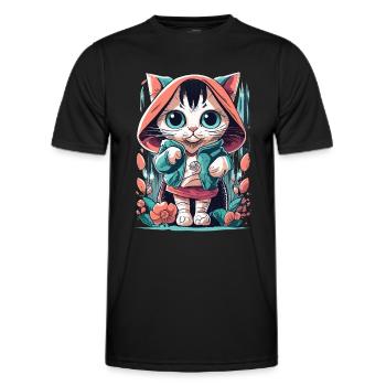 chaton kawaii mignon japon - T-shirt sport Homme - noir - Devant - AI Model Male 178 dark (178cm)