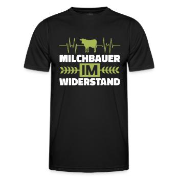 'Milchbauer im Widerstand Bauer Demo Landwirt - Männer Funktions-T-Shirt - Schwarz - Vorne - AI Model Male 178 dark (178cm)