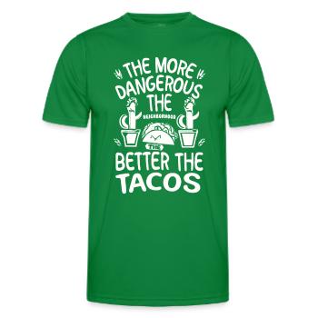 T-shirt Tacos & Adventure – Dangereusement bon ! - T-shirt sport Homme - vert - Devant - AI Model Male 178 dark (178cm)