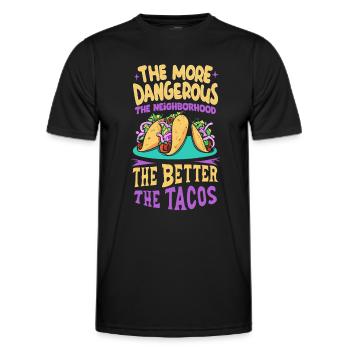 T-shirt Tacos & Adventure – Dangereusement bon ! - T-shirt sport Homme - noir - Devant - AI Model Male 178 dark (178cm)