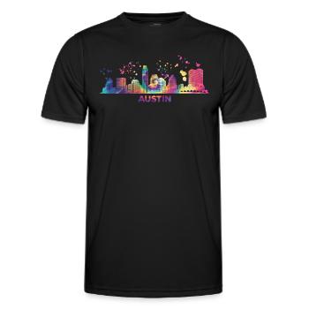 Austinites Aquarell Skyline Austin - Männer Funktions-T-Shirt - Schwarz - Vorne - AI Model Male 178 dark (178cm)