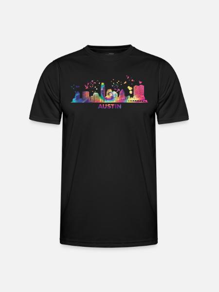Austinites Aquarelle Skyline Austin - T-shirt sport Homme - noir