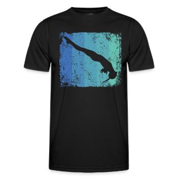 Diving, Artistic Jumping, Synchronized Diving - Men's Functional T-Shirt - black - Front - AI Model Male 178 dark (178cm)