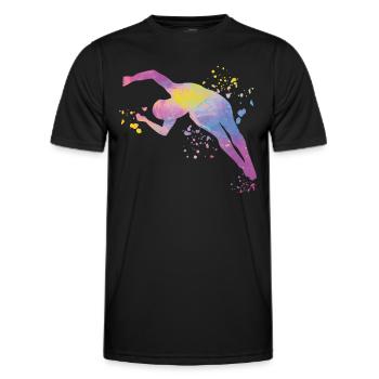 Diving, Synchronized Diving, Artistic Jumping - Men's Functional T-Shirt - black - Front - AI Model Male 178 dark (178cm)