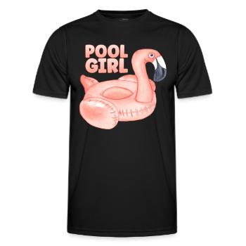 Piscine Fille Flamingo Floatie Piscine - T-shirt sport Homme - noir - Devant - AI Model Male 178 dark (178cm)