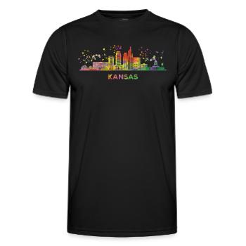 Kansans Skyline Stadtbild Kansas - Männer Funktions-T-Shirt - Schwarz - Vorne - AI Model Male 178 dark (178cm)