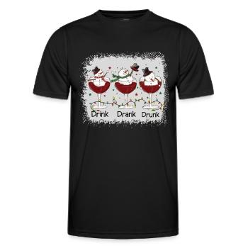 Boire Drunk Bonhomme de neige Boire l’équipe - T-shirt sport Homme - noir - Devant - AI Model Male 178 dark (178cm)