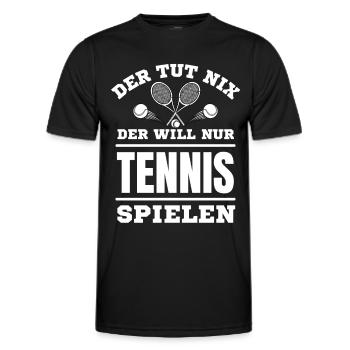 Tennis Tennisspieler Tennis spielen - Männer Funktions-T-Shirt - Schwarz - Vorne - AI Model Male 178 dark (178cm)
