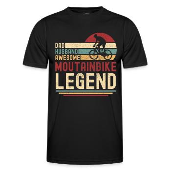 Papa Husband Mountain Bike Legend retro - Men's Functional T-Shirt - black - Front - AI Model Male 178 dark (178cm)