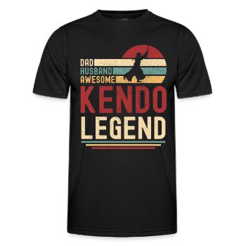 Papa Husband Kendo Legend vintage retro - Men's Functional T-Shirt - black - Front - AI Model Male 178 dark (178cm)