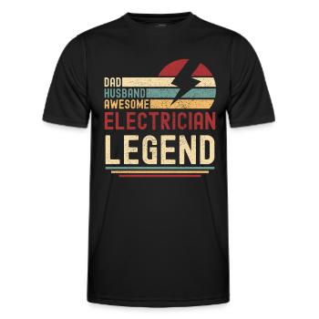 Mari Père Électricien Légende Rétro Vintage - T-shirt sport Homme - noir - Devant - AI Model Male 178 dark (178cm)