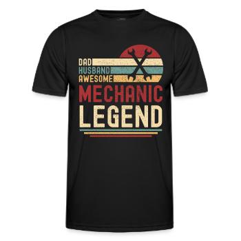 Mari Père Mécanicien légendaire rétro - T-shirt sport Homme - noir - Devant - AI Model Male 178 dark (178cm)