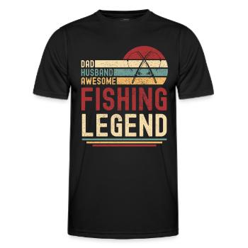Husband Father Dad Legendary Angler Angel Legend - Men's Functional T-Shirt - black - Front - AI Model Male 178 dark (178cm)