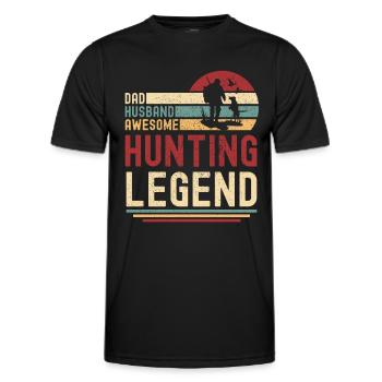 Husband father Legendary hunter retro vintage - Men's Functional T-Shirt - black - Front - AI Model Male 178 dark (178cm)