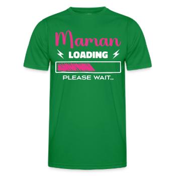Mom loading Please Wait... - Men's Functional T-Shirt - kelly green - Front - AI Model Male 178 dark (178cm)
