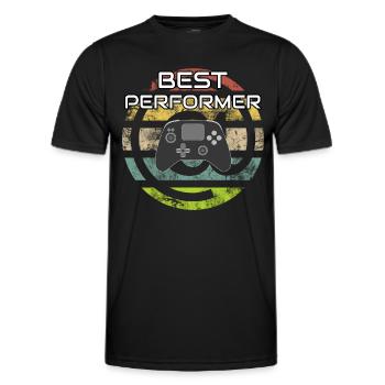 BEST PERFORMER @ Controller Gaming Videospiele - Männer Funktions-T-Shirt - Schwarz - Vorne - AI Model Male 178 dark (178cm)