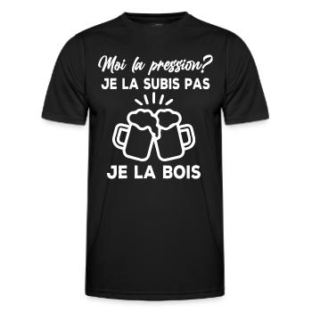 Moi la pression? je la subis pas je la bois - T-shirt sport Homme - noir - Devant - AI Model Male 178 dark (178cm)