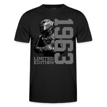 LIMITED EDITION 1963 MOTORRAD 63. GEBURTSTAG - Männer Funktions-T-Shirt - Schwarz - Vorne - AI Model Male 178 dark (178cm)