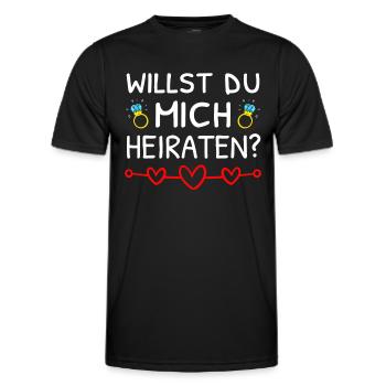 Willst Du Mich Heiraten? Heiratsantrag - Männer Funktions-T-Shirt - Schwarz - Vorne - AI Model Male 178 dark (178cm)