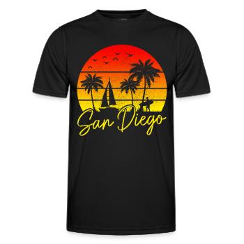 San Diego Kalifornien Vintage Souvenir - Männer Funktions-T-Shirt - Schwarz - Vorne - AI Model Male 178 dark (178cm)