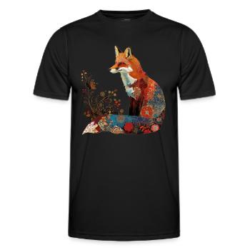 Fuchs Blumen Vintage Geschenk - Männer Funktions-T-Shirt - Schwarz - Vorne - AI Model Male 178 dark (178cm)