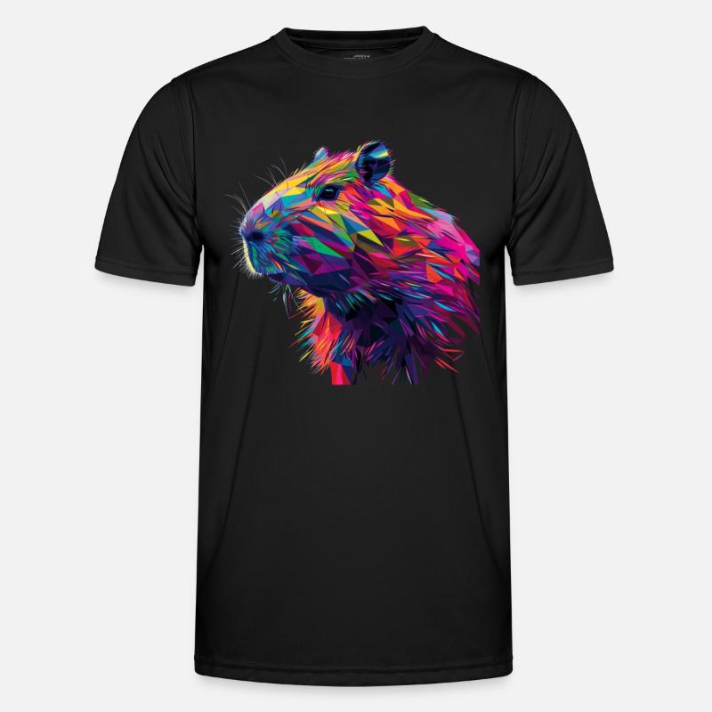 Capybara Polygon Geschenk - Männer Funktions-T-Shirt - Schwarz
