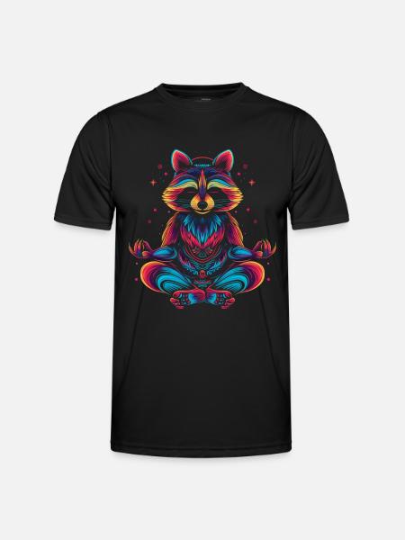 Waschbär Meditation Zen Lustig Geschenk - Männer Funktions-T-Shirt - Schwarz