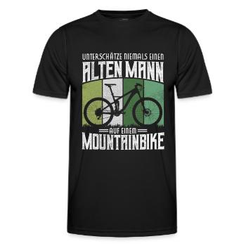 FULLY MTB HARDTAIL ALTER MANN MOUNTAINBIKE SPRUCH - Männer Funktions-T-Shirt - Schwarz - Vorne - AI Model Male 178 dark (178cm)