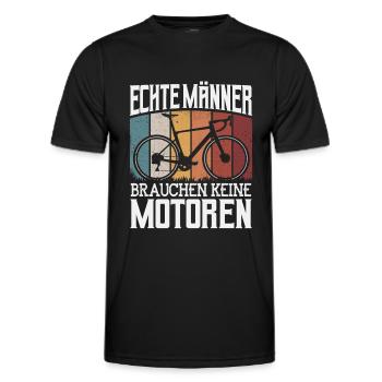 ECHTE MÄNNER BRAUCHEN KEINE MOTOREN RADSPORT - Männer Funktions-T-Shirt - Schwarz - Vorne - AI Model Male 178 dark (178cm)