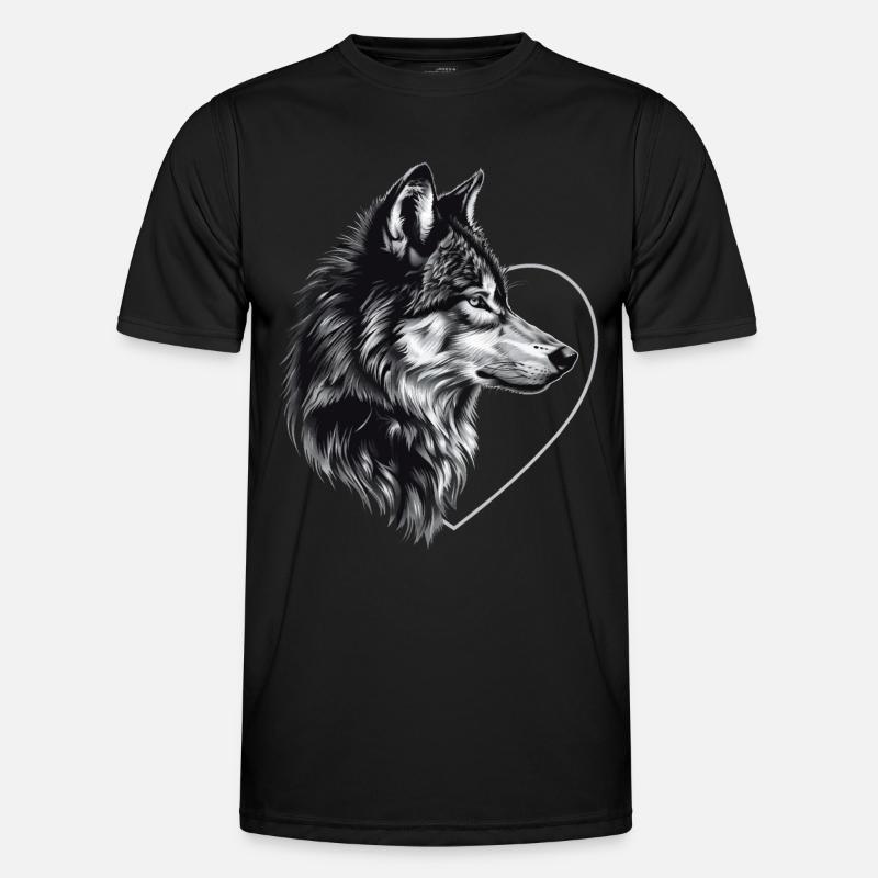 Wolf - Männer Funktions-T-Shirt - Schwarz