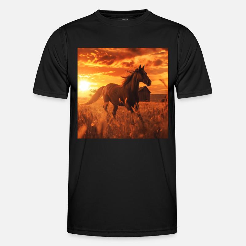 Pferd - Männer Funktions-T-Shirt - Schwarz