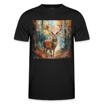 Roe deer - Men's Functional T-Shirt - black - Front - AI Model Male 178 dark (178cm)