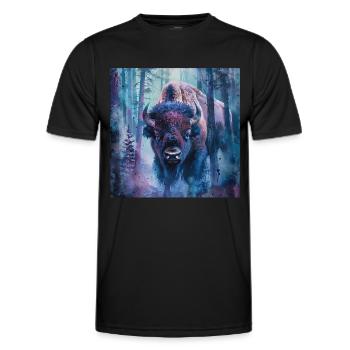 Bison - Männer Funktions-T-Shirt - Schwarz - Vorne - AI Model Male 178 dark (178cm)