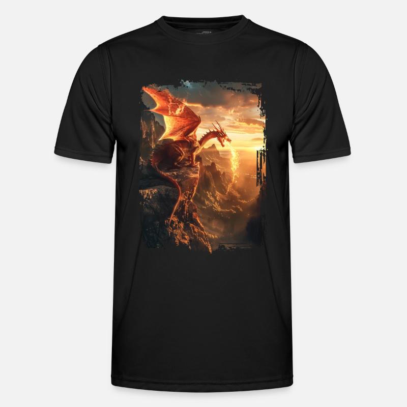 Drachen - Männer Funktions-T-Shirt - Schwarz