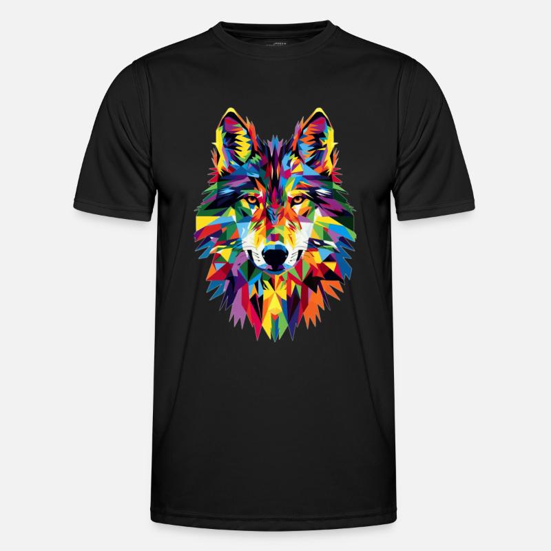 Wolf - Männer Funktions-T-Shirt - Schwarz