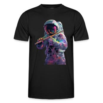 Astronaut Querflöte - Männer Funktions-T-Shirt - Schwarz - Vorne - AI Model Male 178 dark (178cm)