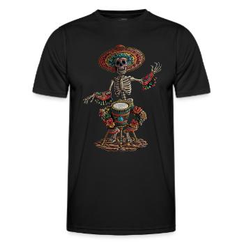 Mexikanisches Skelett Trommeln - Männer Funktions-T-Shirt - Schwarz - Vorne - AI Model Male 178 dark (178cm)