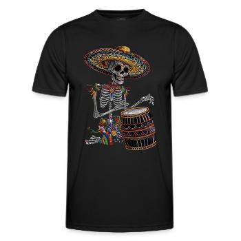 Mexikanisches Skelett Trommeln - Männer Funktions-T-Shirt - Schwarz - Vorne - AI Model Male 178 dark (178cm)