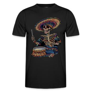 Mexikanisches Skelett Trommeln - Männer Funktions-T-Shirt - Schwarz - Vorne - AI Model Male 178 dark (178cm)