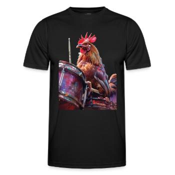 Hahn Trommeln - Männer Funktions-T-Shirt - Schwarz - Vorne - AI Model Male 178 dark (178cm)