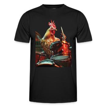 Hahn Trommeln - Männer Funktions-T-Shirt - Schwarz - Vorne - AI Model Male 178 dark (178cm)