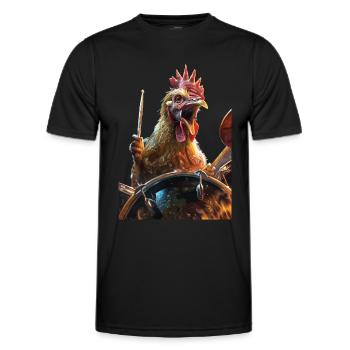 Hahn Trommeln - Männer Funktions-T-Shirt - Schwarz - Vorne - AI Model Male 178 dark (178cm)