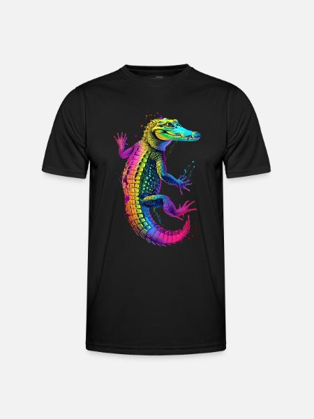 Krokodil - Männer Funktions-T-Shirt - Schwarz