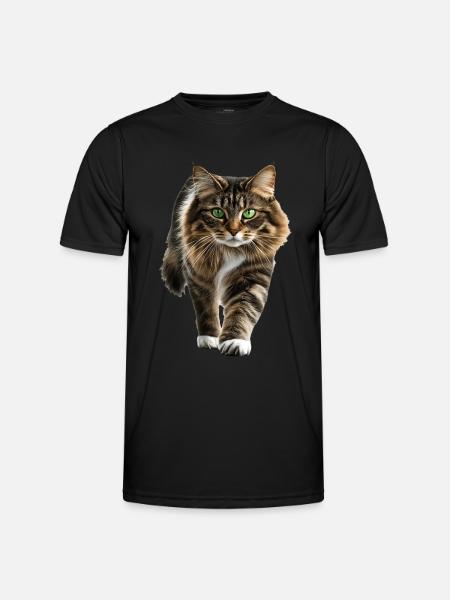 Norwegische Waldkatze - Männer Funktions-T-Shirt - Schwarz