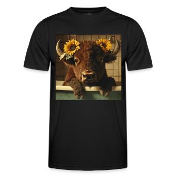 Bison - Männer Funktions-T-Shirt - Schwarz - Vorne - AI Model Male 178 dark (178cm)