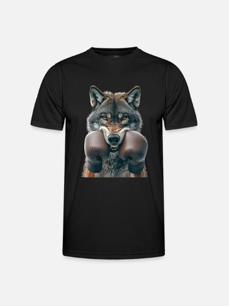 Wolf - Männer Funktions-T-Shirt - Schwarz
