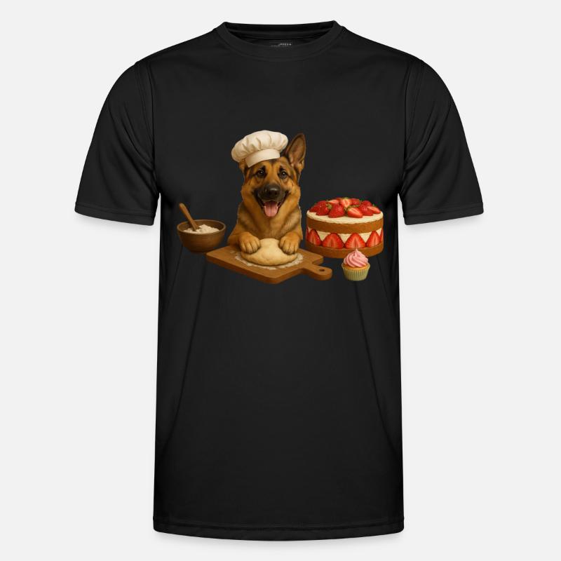 German Shepherd Baking Cake Cookies - Men's Functional T-Shirt - black
