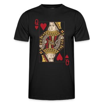 Cards Heart Queen Skat Poker Doppelkopf - Men's Functional T-Shirt - black - Front - AI Model Male 178 dark (178cm)