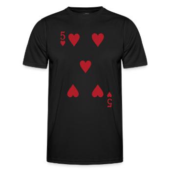 Cards Heart Five Skat Poker Doppelkopf - Men's Functional T-Shirt - black - Front - AI Model Male 178 dark (178cm)